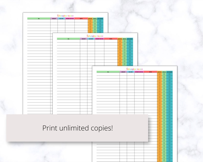 bill and subscription tracker