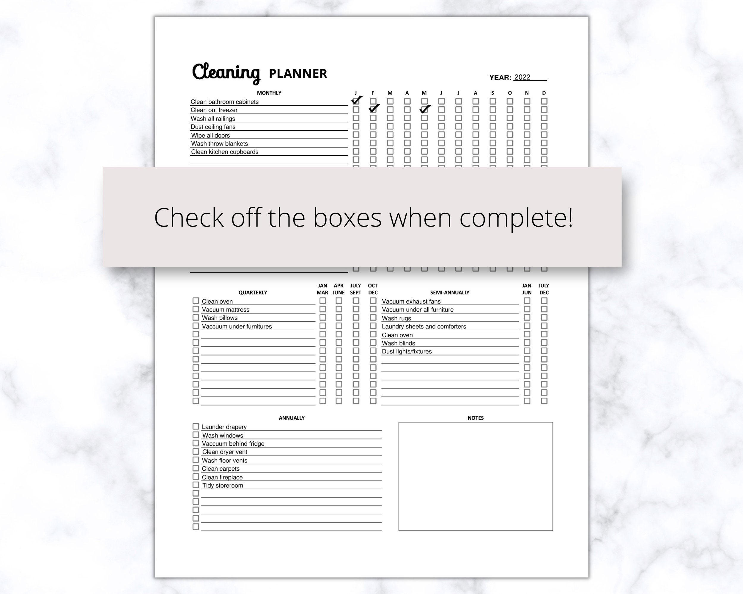 Cleaning Planner Portrait Printable PDF, Monthly, Quarterly, Semi ...