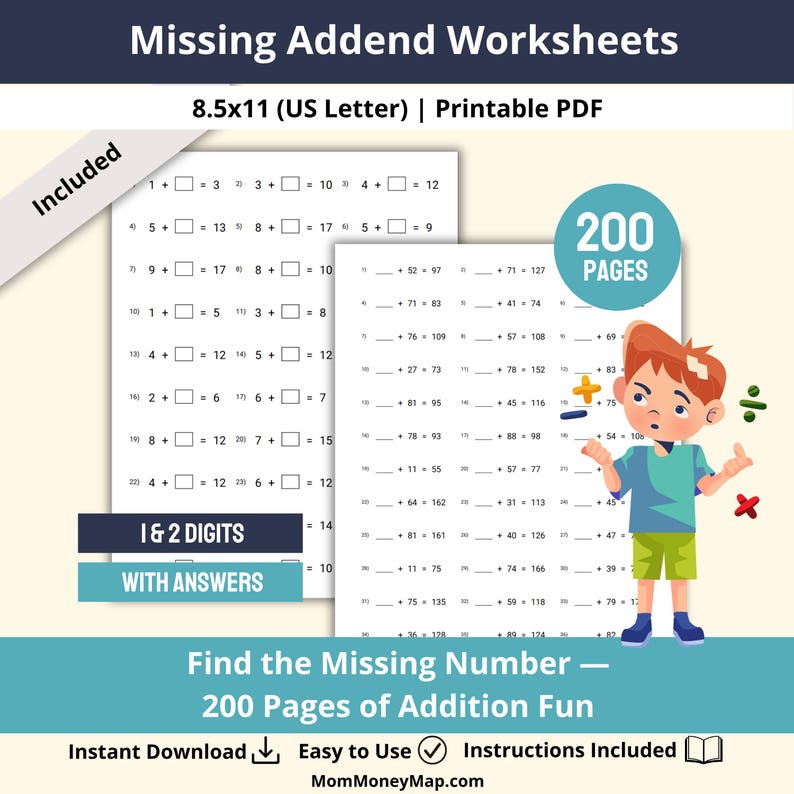 printable math practice sheets bundle for grades 1 to 4