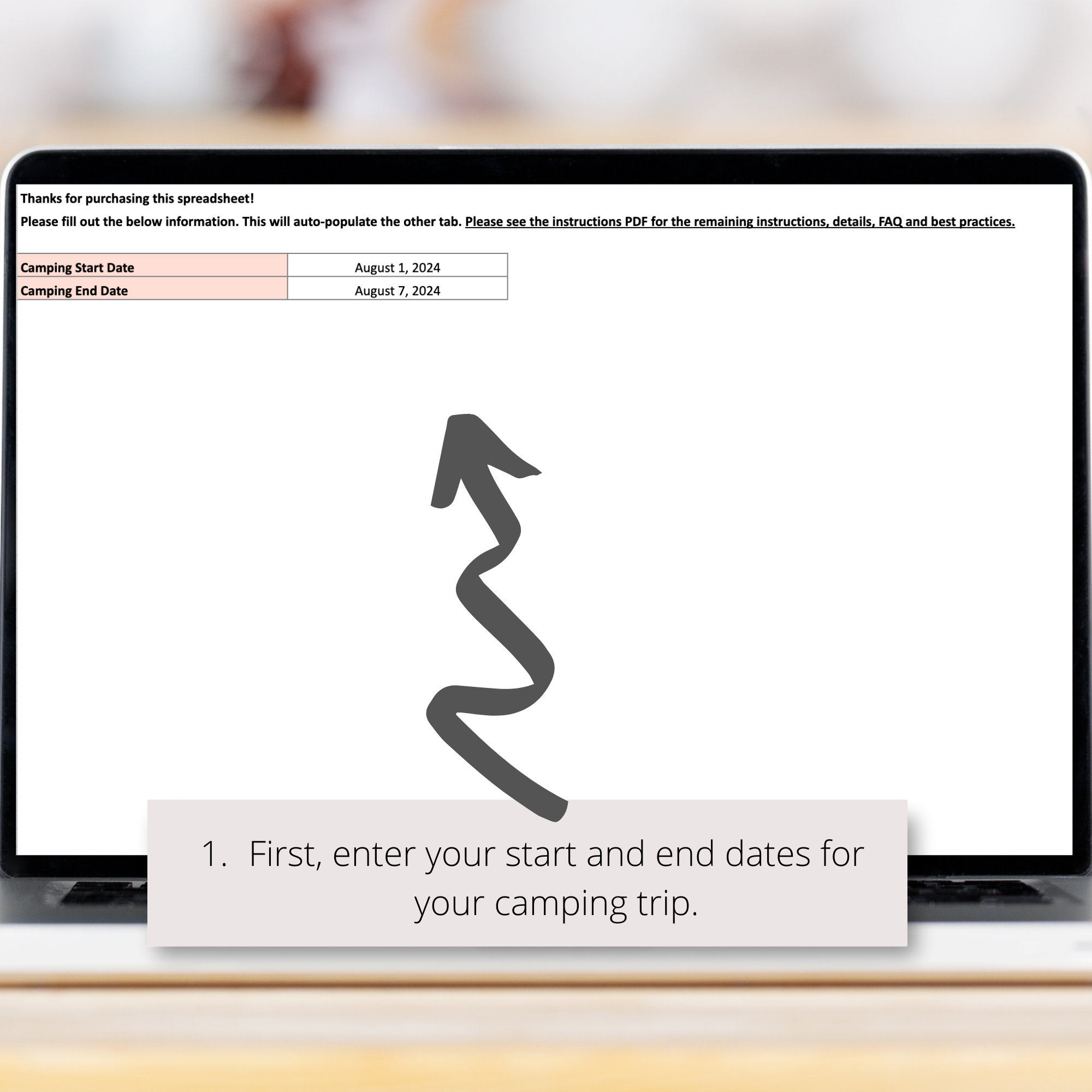 Tent Camping Checklist Google Sheets Spreadsheet, Camping Packing List, Camping Essentials