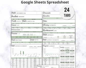 Co-Parenting Planner Google Sheets Spreadsheet, Child Custody Planner, Healthy Co-Parenting with a Child Support and Co Parenting Calendar