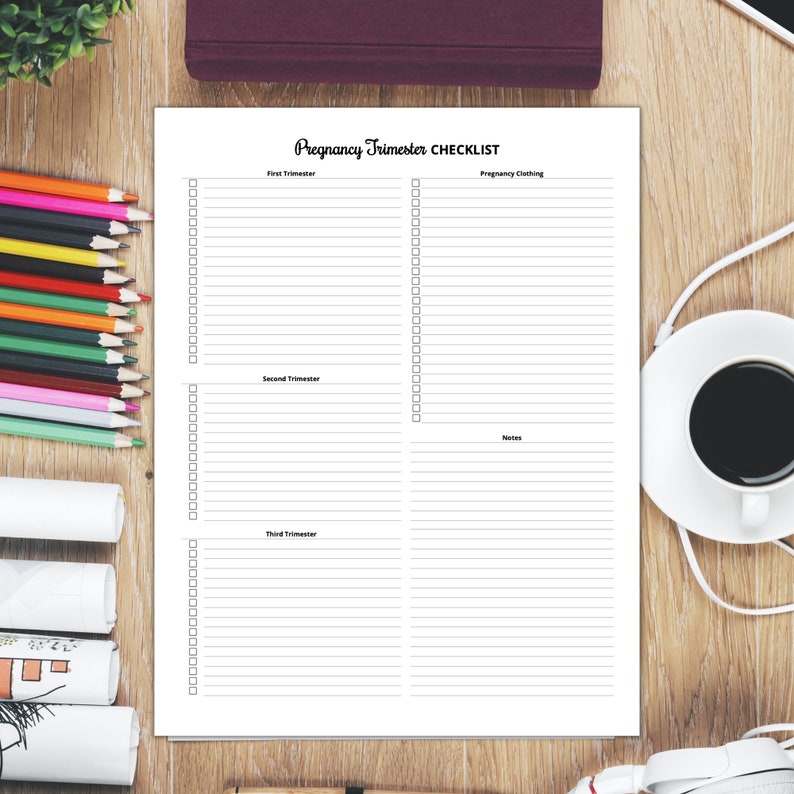 Pregnancy Trimester Checklist Printable PDF, Maternity Checklist PDF ...