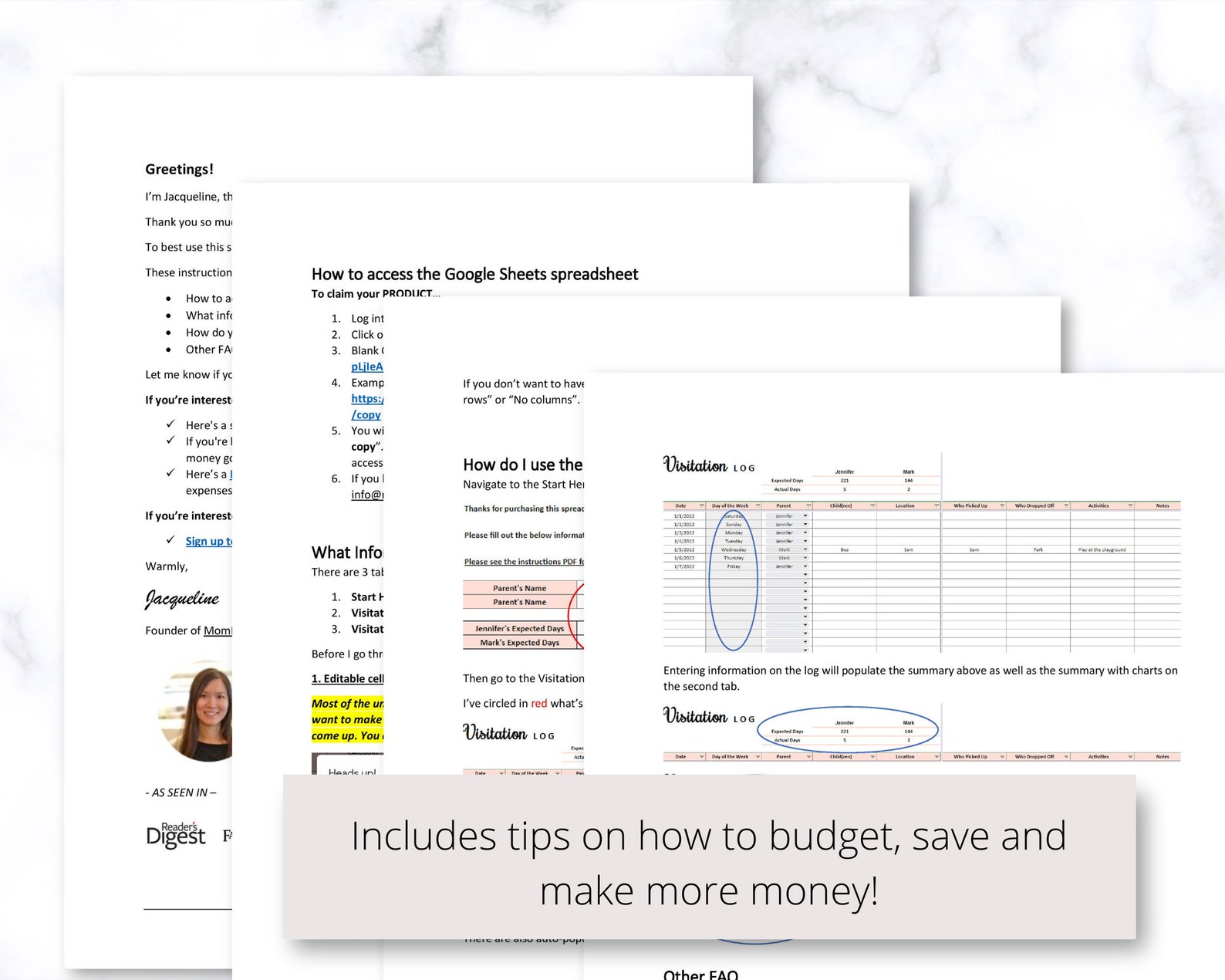 Child Custody Visitation Days Tracker Google Sheets Etsy