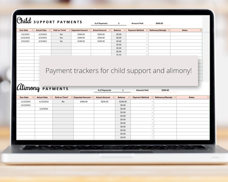 Child Support Tracker Google Sheets Spreadsheet Child Custody Etsy