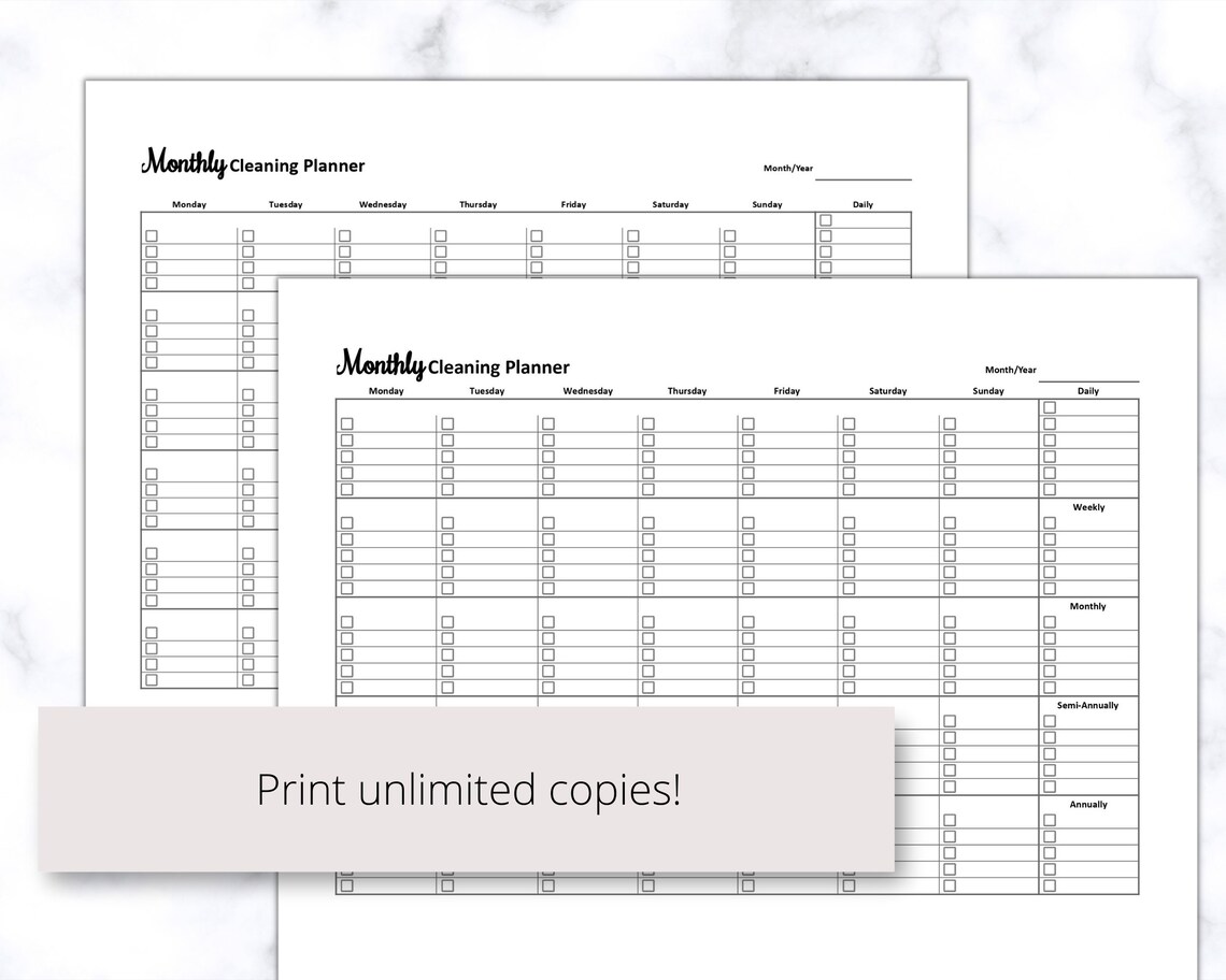 Monthly Cleaning Printable PDF, Monthly Deep Cleaning Checklist ...