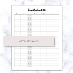 Breastfeeding Log Printable PDF, Feeding Log for Newborn, Breast Pump ...