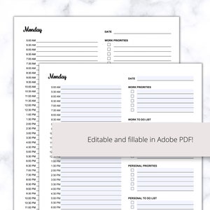 work from home planner printable pdf