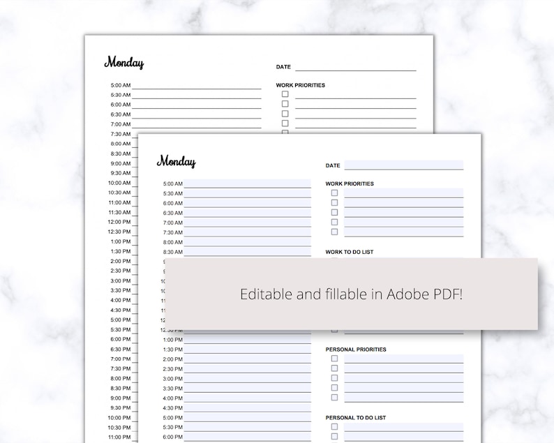 work from home planner printable pdf
