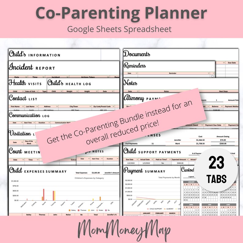 Child Custody Visitation Days Tracker Google Sheets Spreadsheet, Child