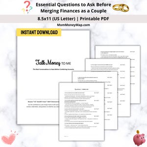 Preguntas esenciales antes de fusionar las finanzas después del matrimonio (PDF imprimible), Guía de finanzas para parejas, Planificación financiera para parejas (PDF)