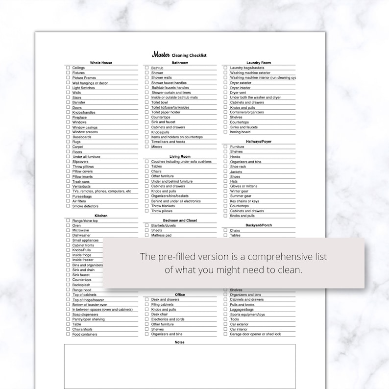 cleaning checklist template