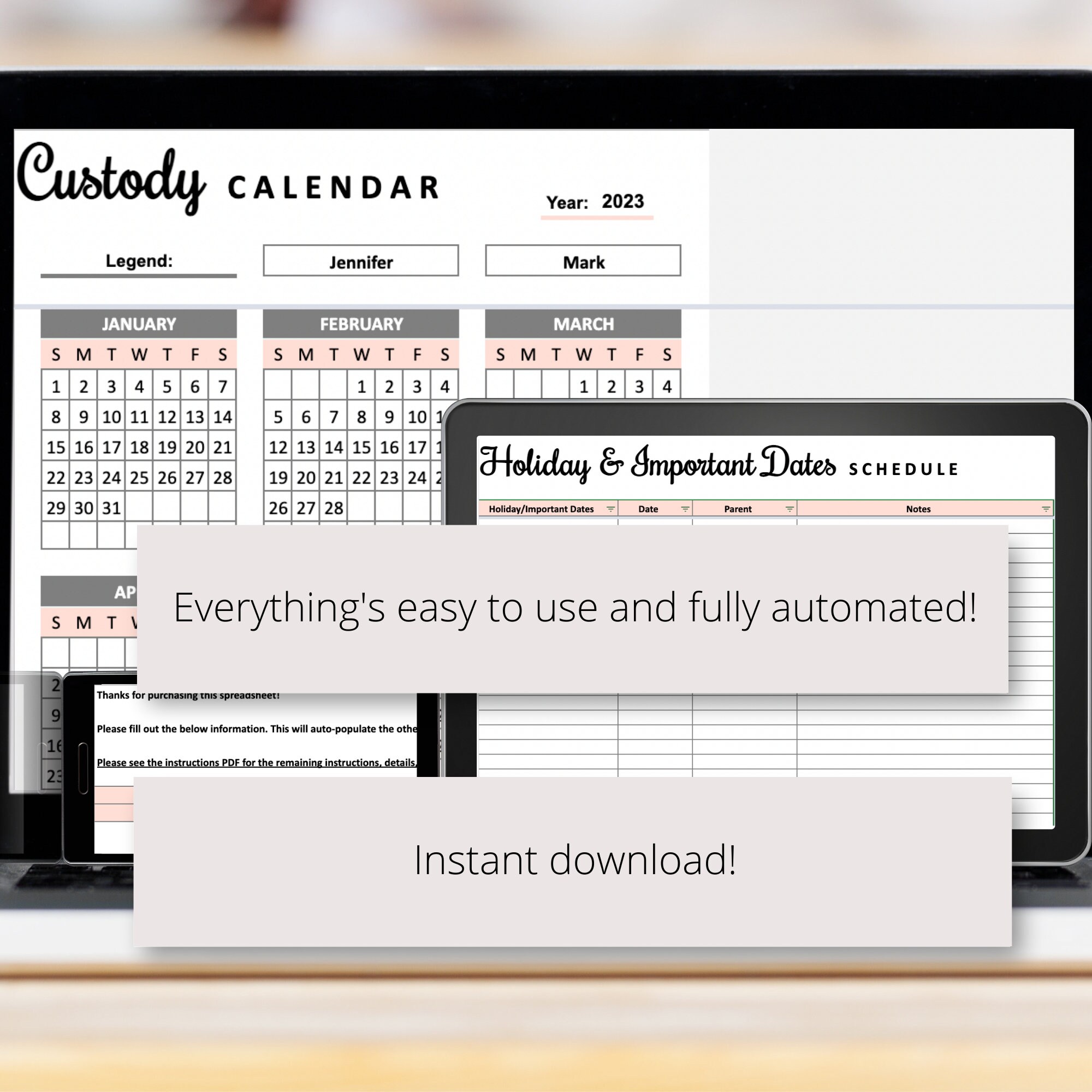 Coparenting Calendar Google Sheets Spreadsheet, Co Parenting Calendar