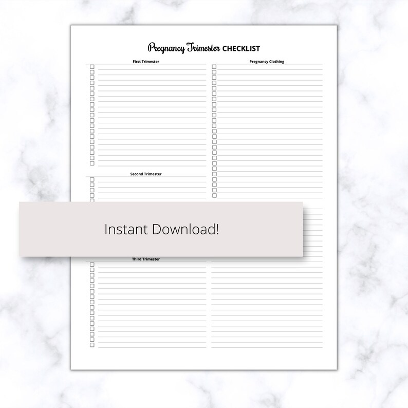 Pregnancy Trimester Checklist Printable PDF, Maternity Checklist PDF ...