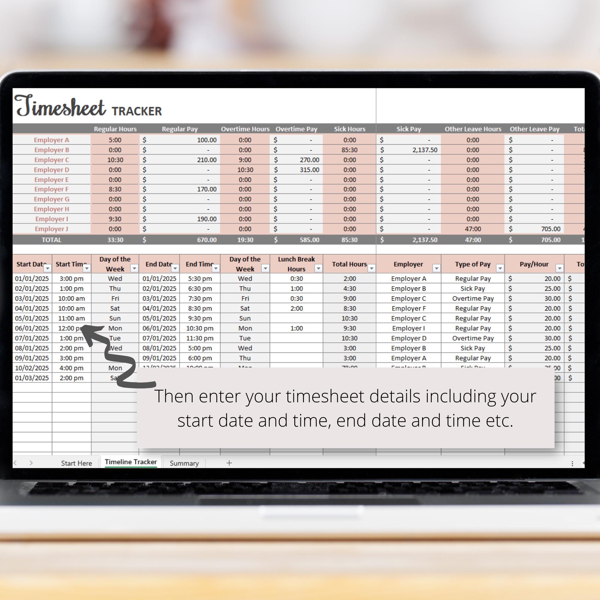 Timesheet Tracker Features Timesheet Tracker Excel Spreadsheet, Excel Templates for Time Tracking ...