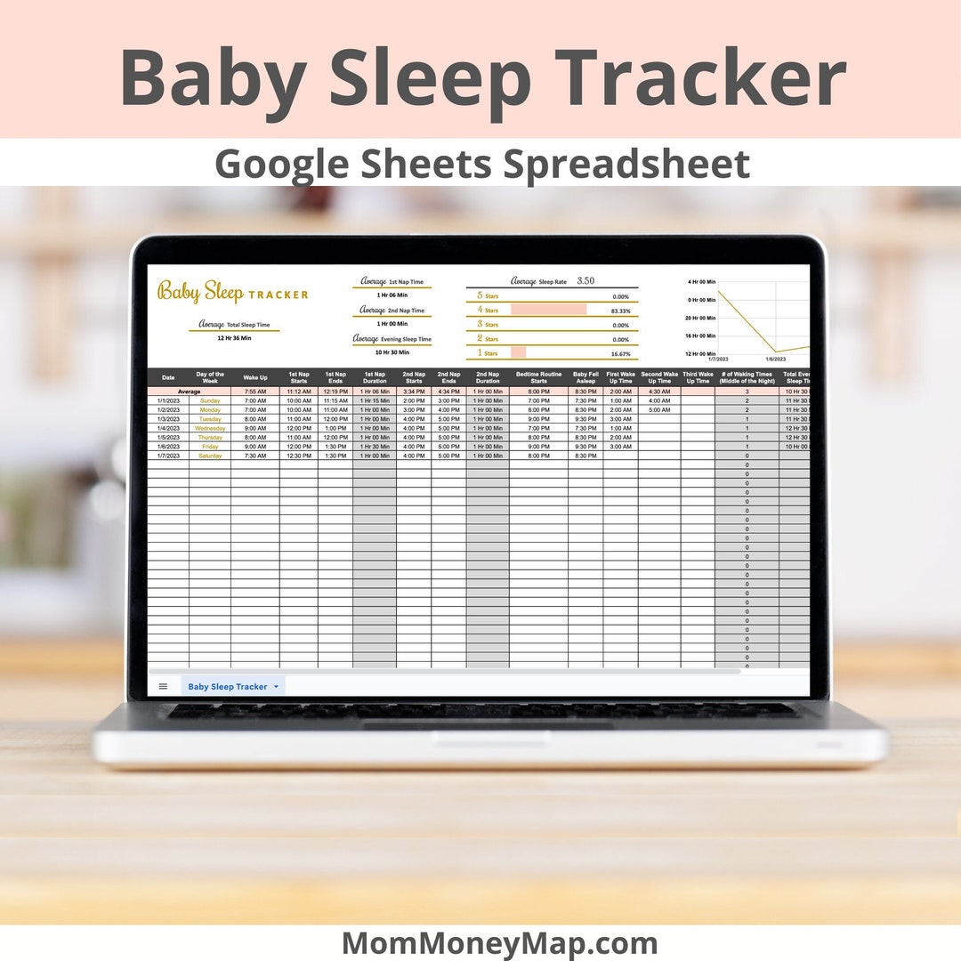 Baby Sleep Tracker Google Sheets Spreadsheet Baby Sleep Log Etsy