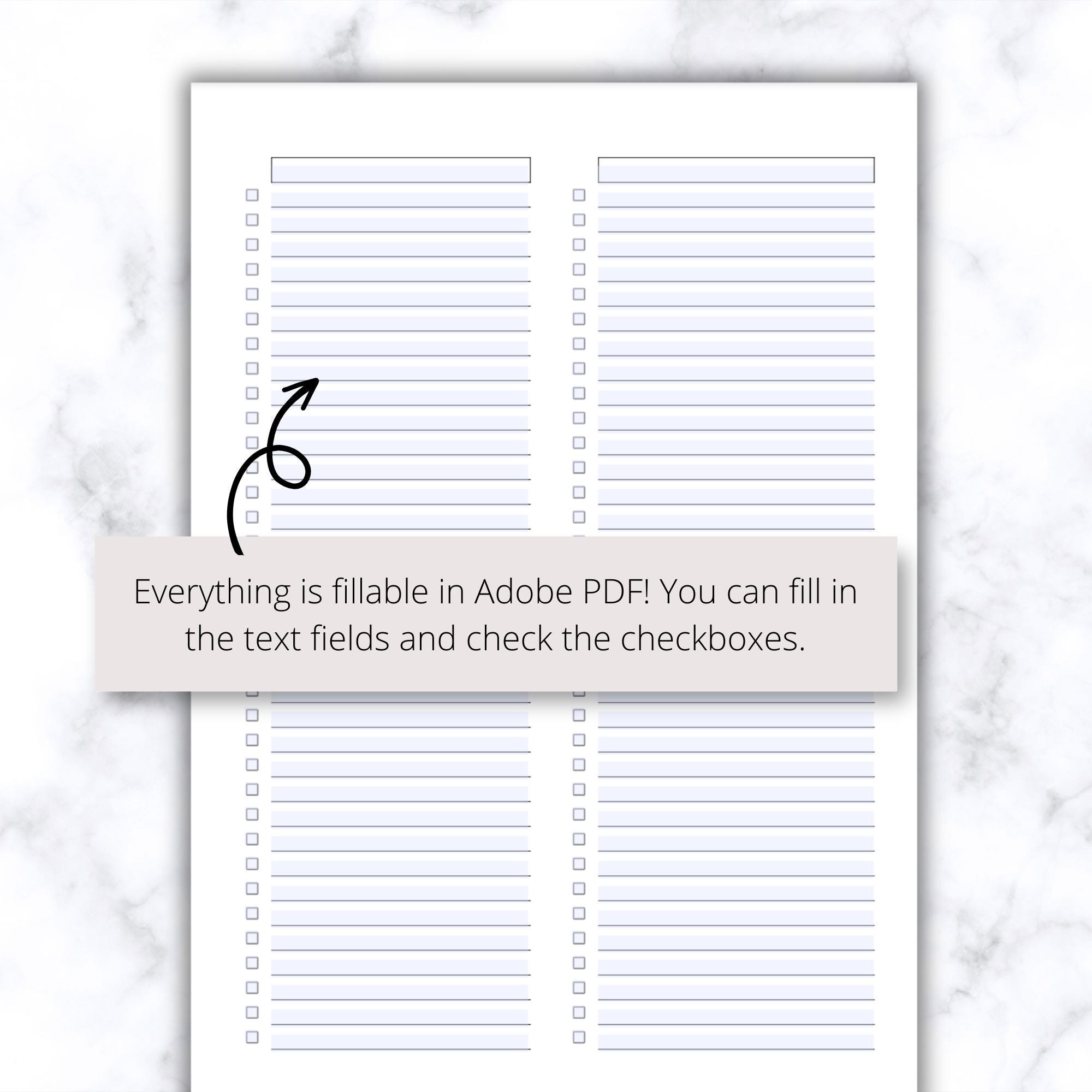 Blank Checklist Printable PDF A4, Blank to Do List PDF A4, Minimalist ...