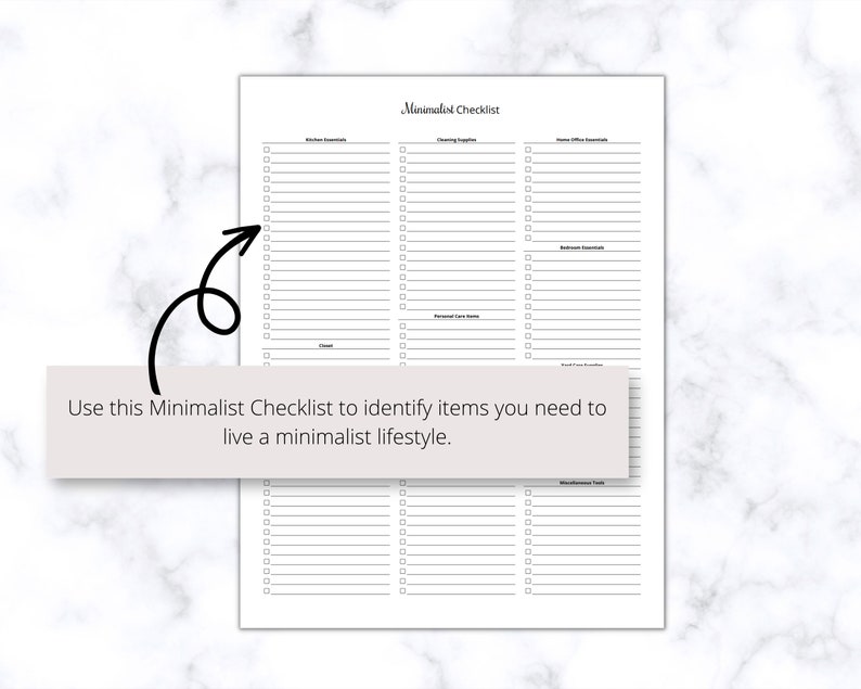 Minimalist Checklist Printable PDF, Minimalist Decluttering Checklist ...