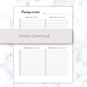 Priority Matrix Printable PDF, Eisenhower Matrix PDF Template, Priority ...