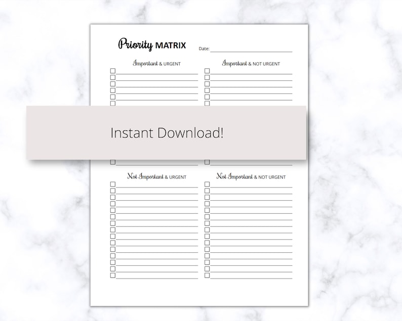 Priority Matrix Printable PDF, Eisenhower Matrix PDF Template, Priority ...