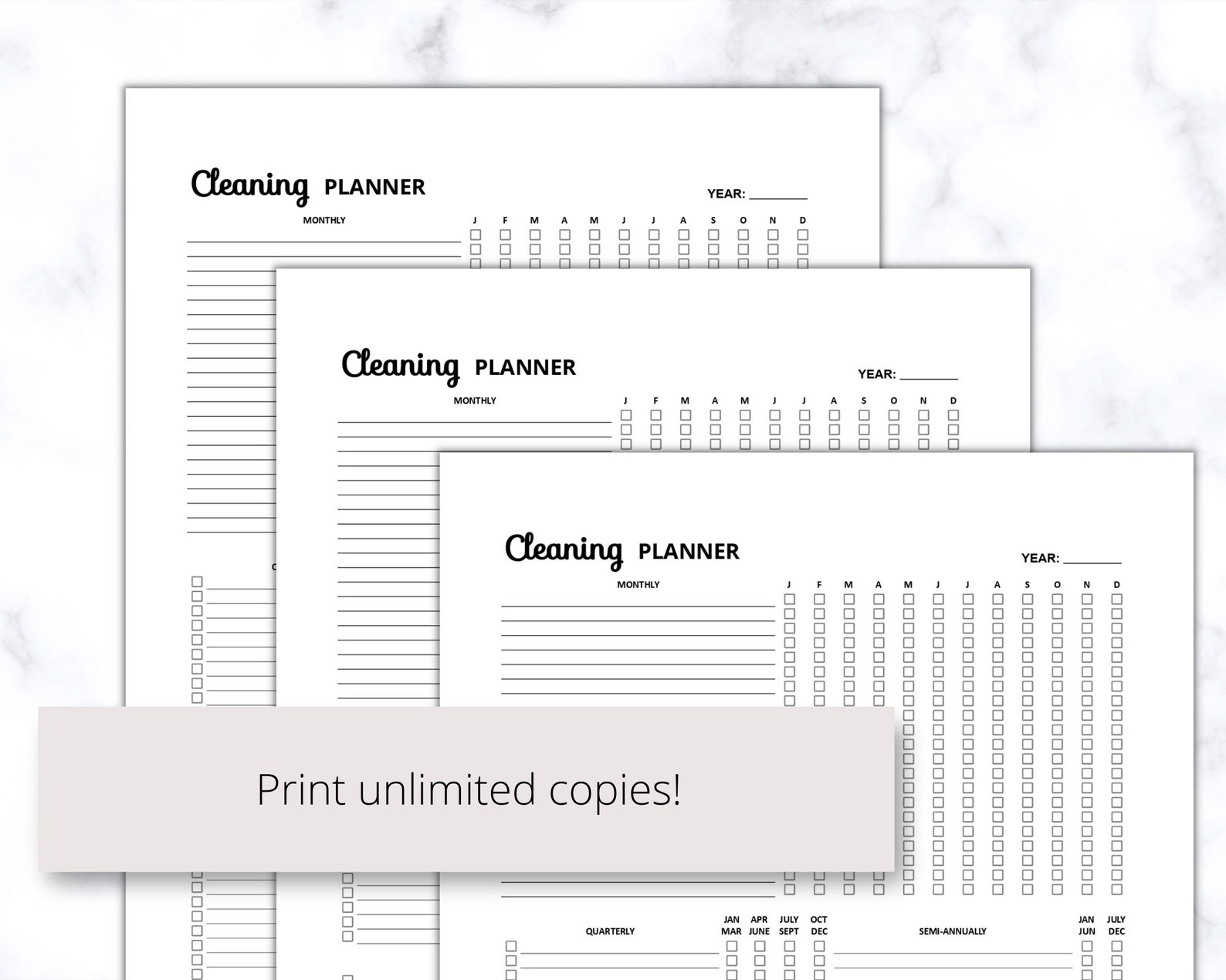 Cleaning Planner Portrait Printable PDF, Monthly, Quarterly, Semi ...