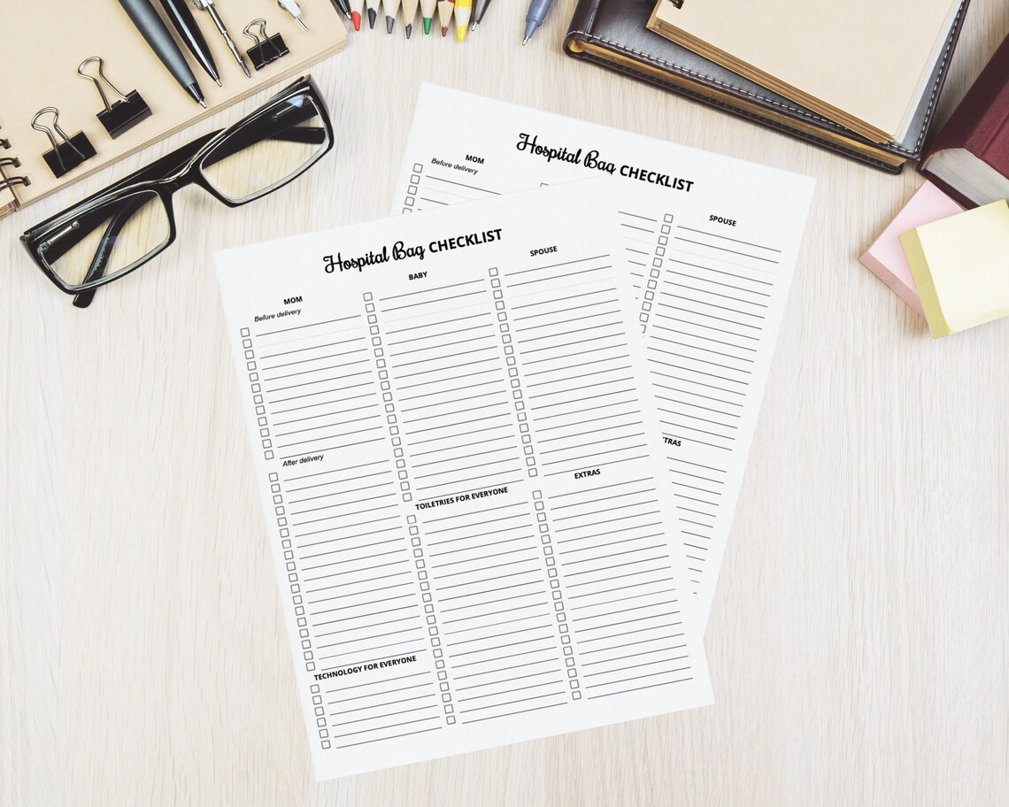 Hospital Bag Checklist Printable Pdf Hospital Bag Must Haves Etsy