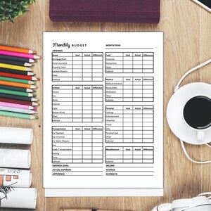 monthly budget sheet