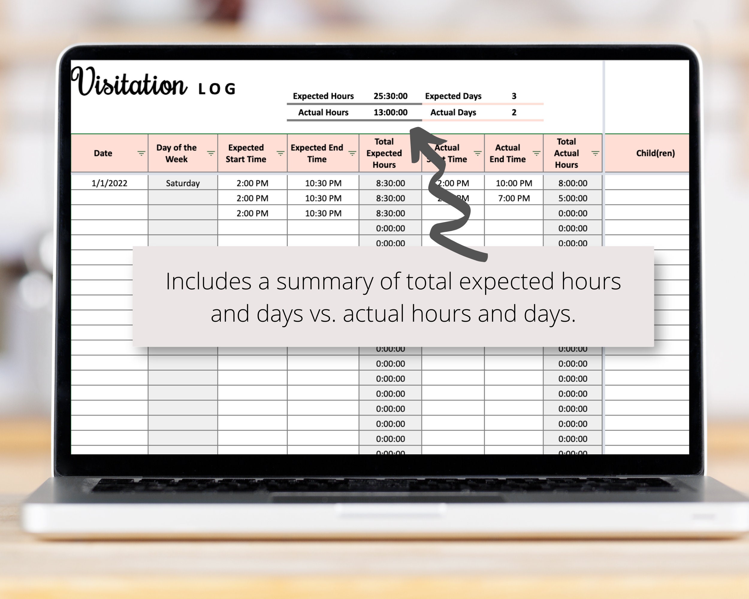 Child Custody Visitation Log Google Sheets Spreadsheet Etsy
