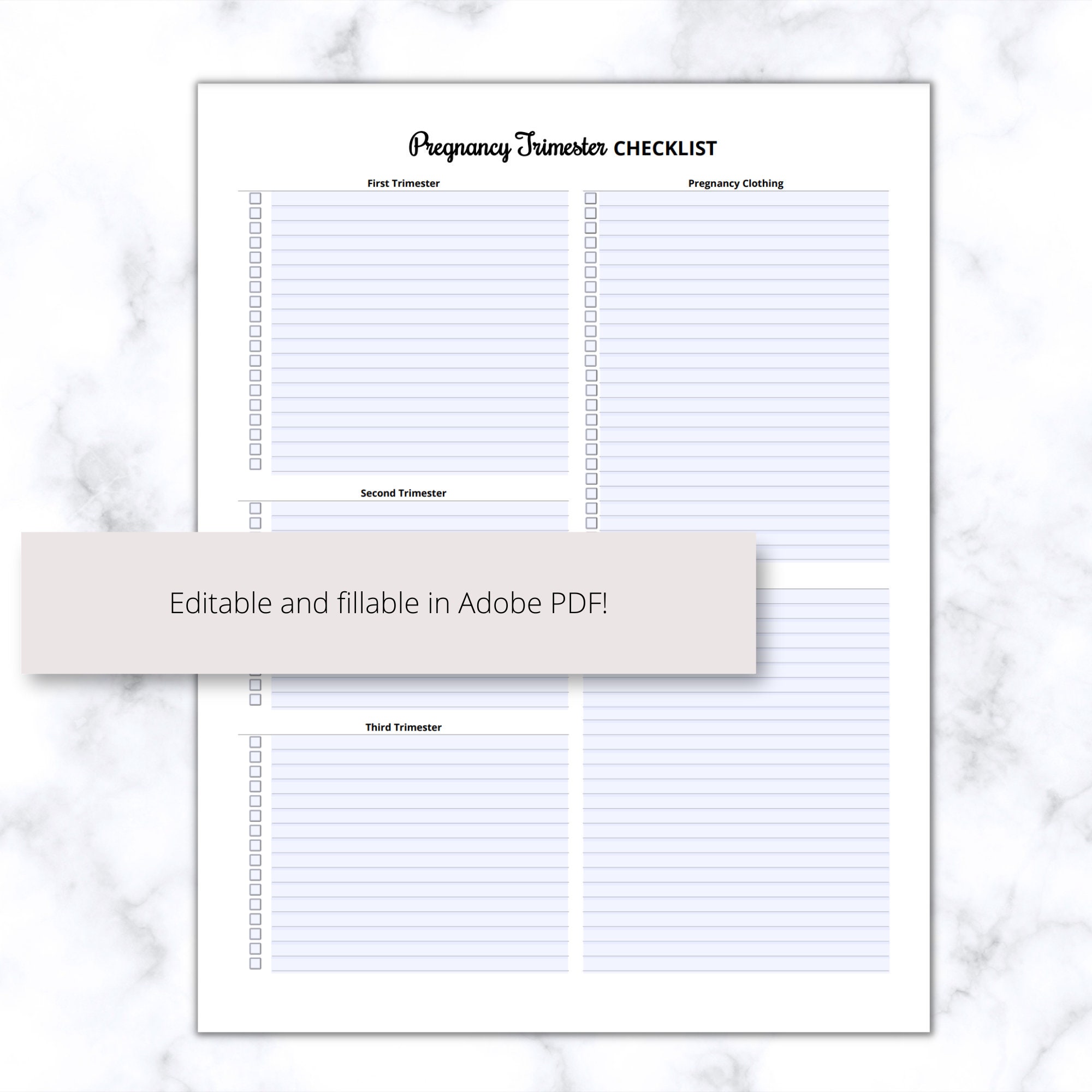 Pregnancy Trimester Checklist Printable PDF, Maternity Checklist PDF ...
