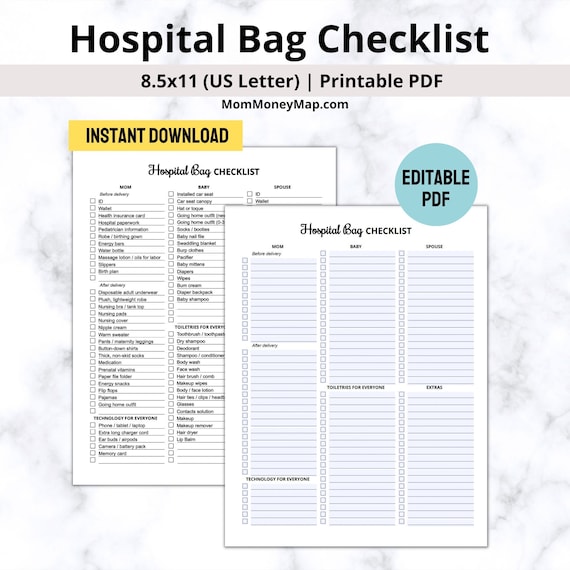 Realistic Hospital Bag Checklist for Mom, Baby & Dad PDF (2024)