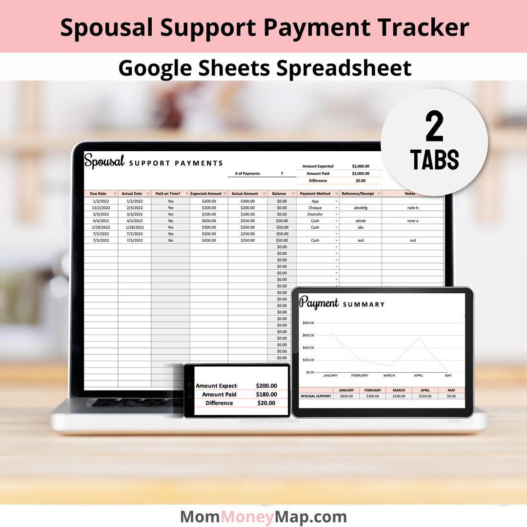 Shelp Help Tracker Spousal Support Payment Tracker Google Sheets Spreadsheet | Divorce ...