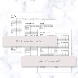 Monthly Budget Printable PDF, Simple Budget Template PDF, Budget ...