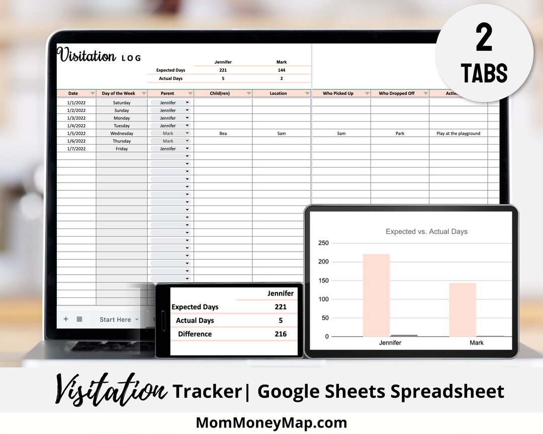 Child Custody Visitation Days Tracker Google Sheets Etsy