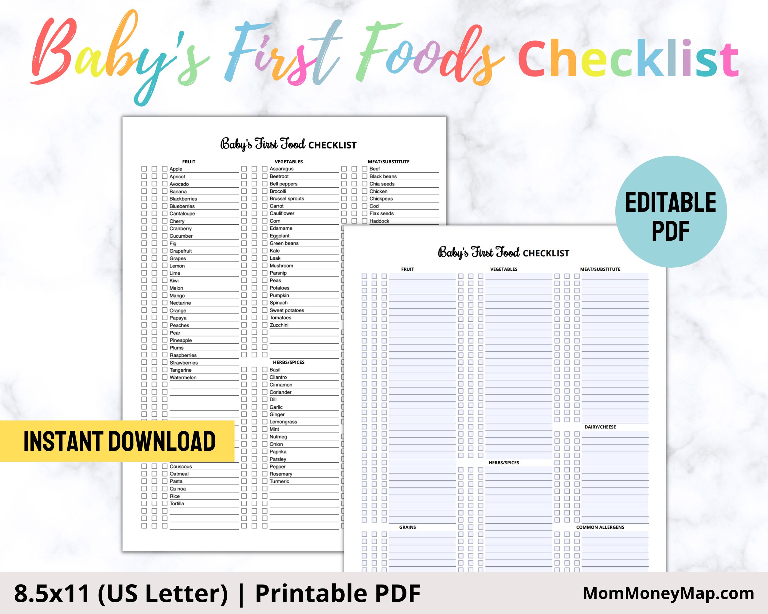 Chart Printable Baby First Food Checklist