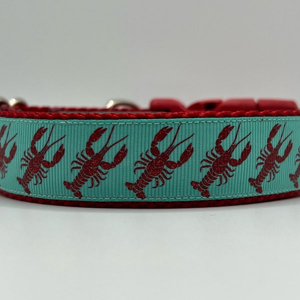 Blue Glitter Lobster Dog Collar