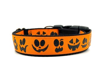Pumpkin Faces Dog Collar