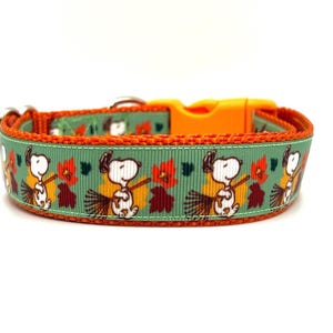 Raking Leaves Dog Collar