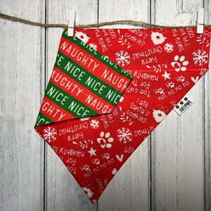 Red Naughty Nice Reversible Over the Collar Bandana