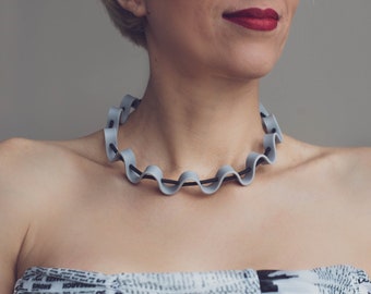 Rubber Choker / Wave Necklace / Modern Jewelry for Her