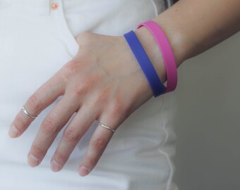 Colorful Rubber Bracelet Set / Geometric Bracelet / Everyday Bracelets / Blue Pink Bracelet