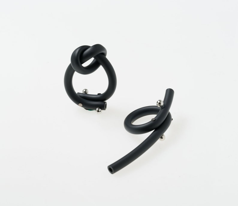 Black Rubber Rings / Minimalist Ring Set / Contemporary Jewelry / Gift For Her image 6