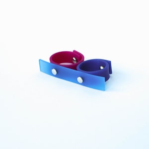 Blue Rubber Ring For Her/ Double Finger Ring / Modern Ring / Contemporary Jewelry image 4