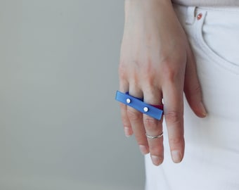 Blue Rubber Ring For Her/ Double Finger Ring / Modern Ring / Contemporary Jewelry