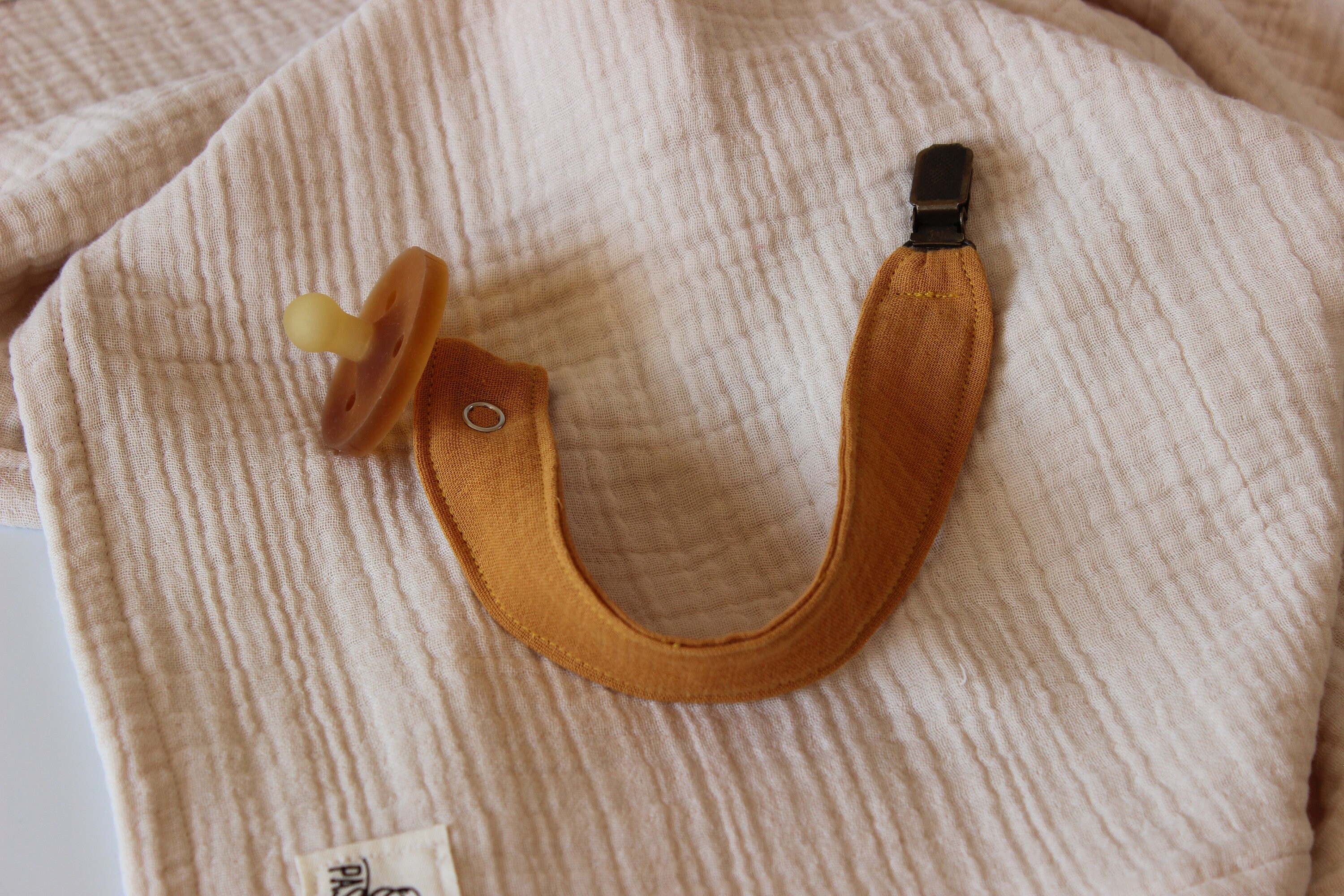 Cotton Pacifier Clip Set of 3 Natural Pacifier Clip Muslin Soother Clip