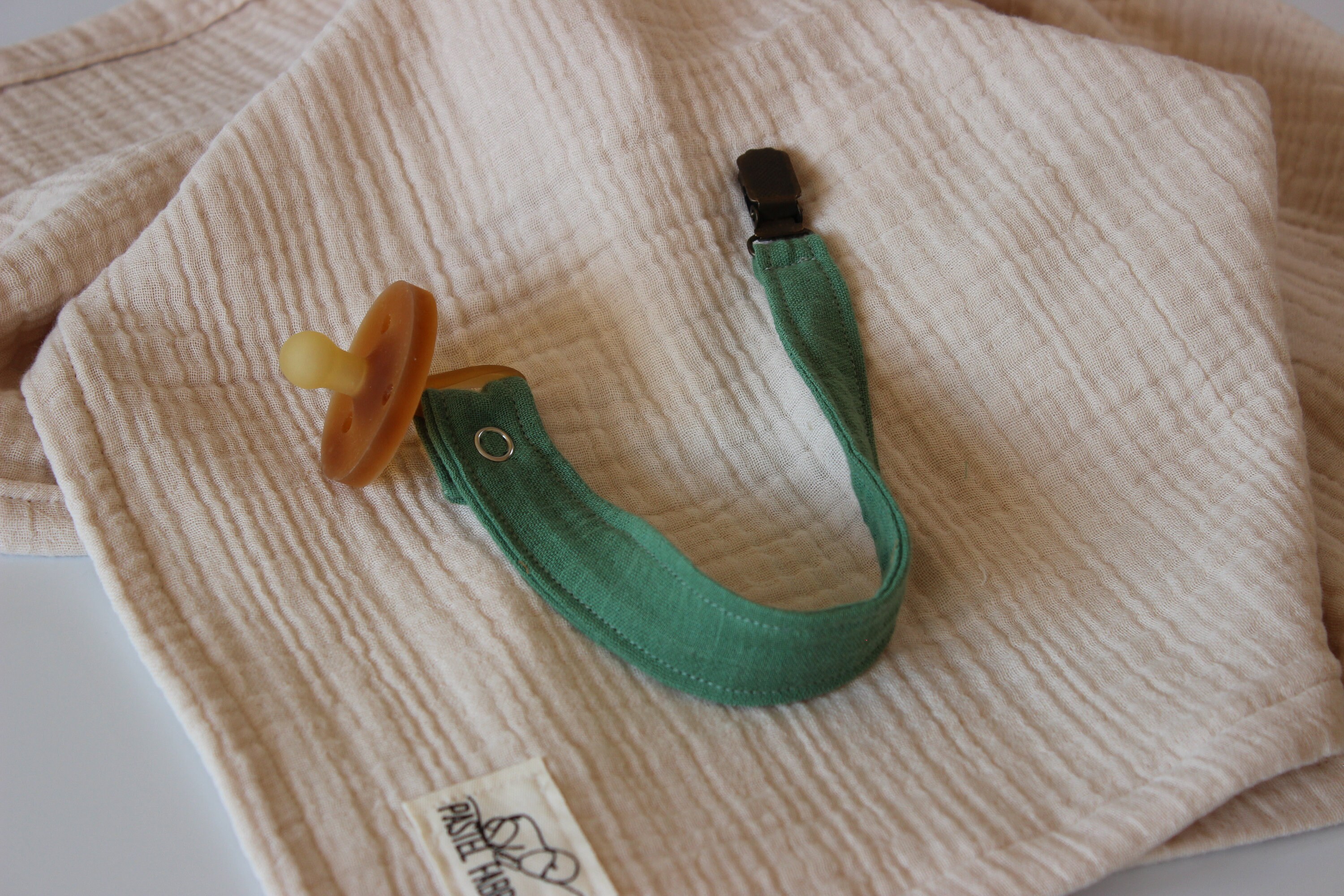 Cotton Pacifier Clip Set of 3 Natural Pacifier Clip Muslin Soother Clip