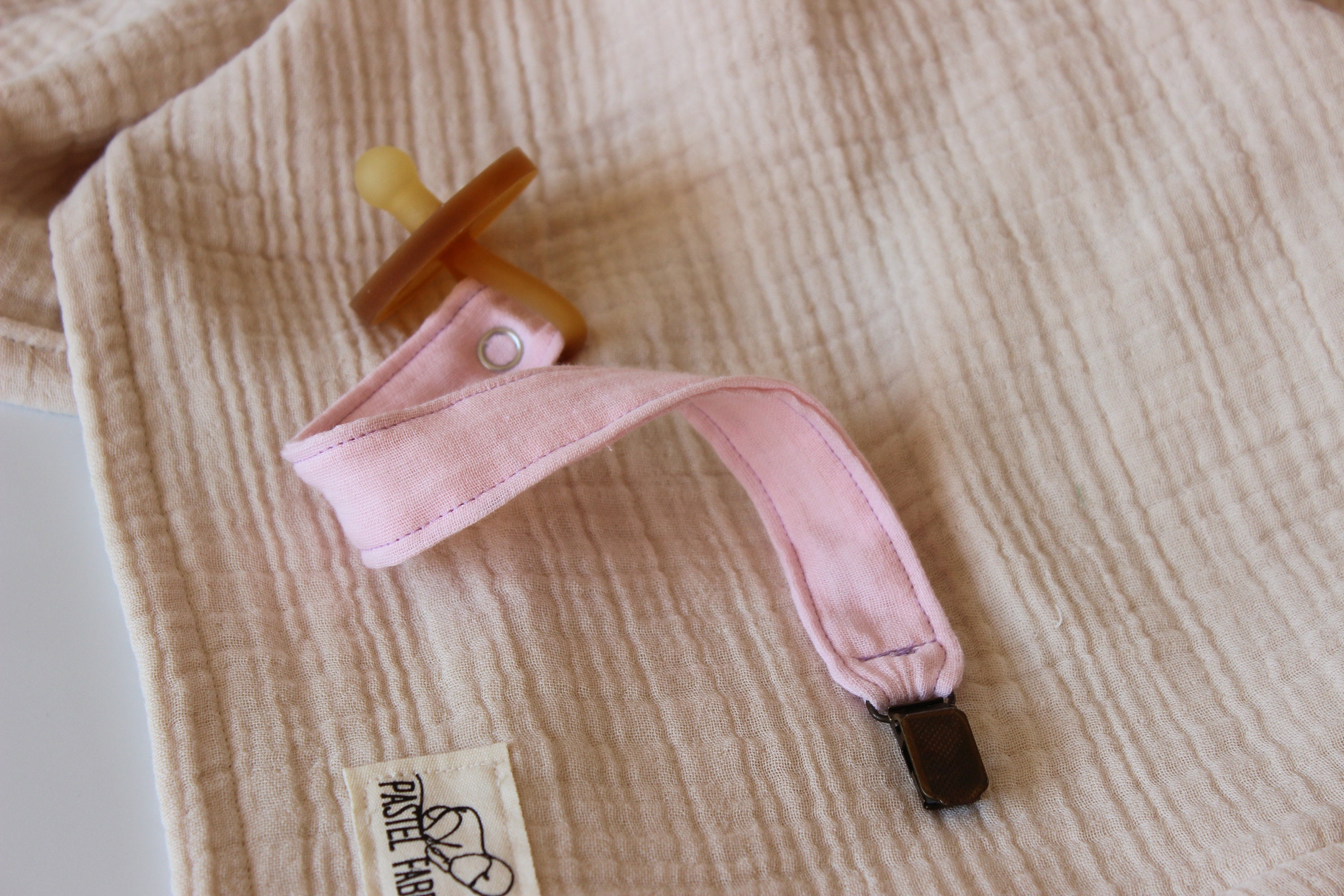 Cotton Pacifier Clip Set of 3 Natural Pacifier Clip Muslin Soother Clip