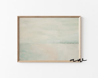 Cape Cod Beach Art Print, Abstract Coastal Landscape Minimalist Horizontal Painting