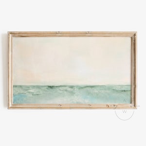 Samsung Frame TV Art Summer, Minimalist Ocean With Textured Waves Painting