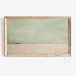 Samsung Frame TV Art Beach Preppy Pink and Green, Minimalist Beach Painting