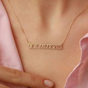 Roman Numeral Cut Out Necklace - Commemorate Necklace - Anniversary Necklace - Meaningful Date Necklace  - Personalized Gift for Her