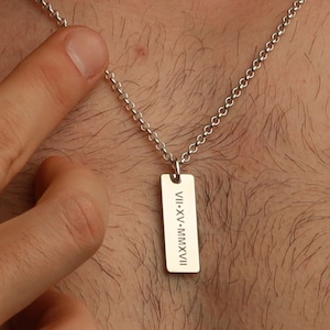 Collar personalizado grabado para hombres - Regalo del Día del Padre para él - Collar de encanto personalizado - Collar para hombres grabado - Joyería personalizada para hombres